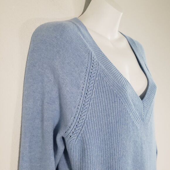 Talbots Women's Sweater Medium Light Blue Wool Cashmere Soft Knit Blend - Picture 4 of 9